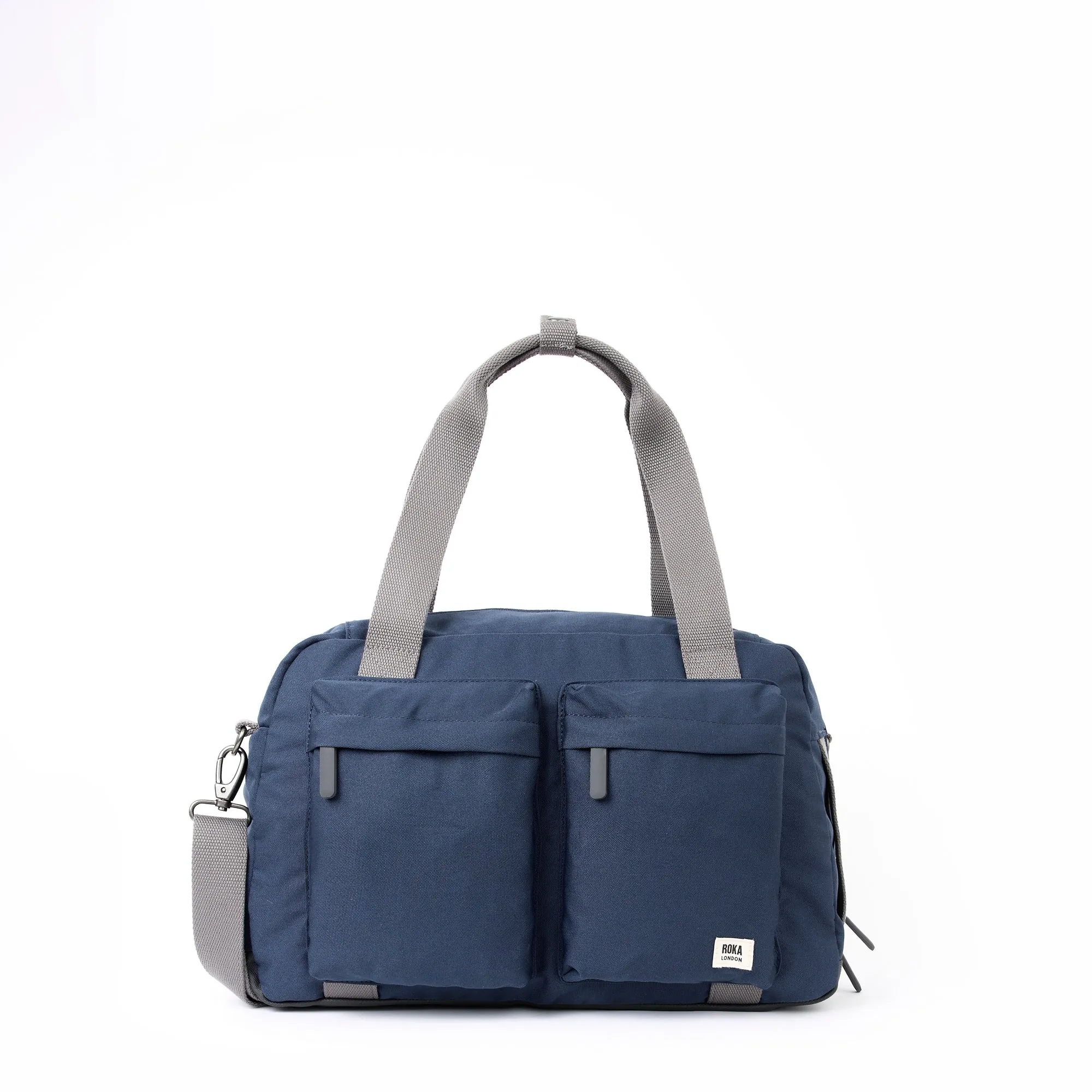 ROKA Gatwick Small Recycled Canvas Bag | Deep Blue sold by The Foot Factory