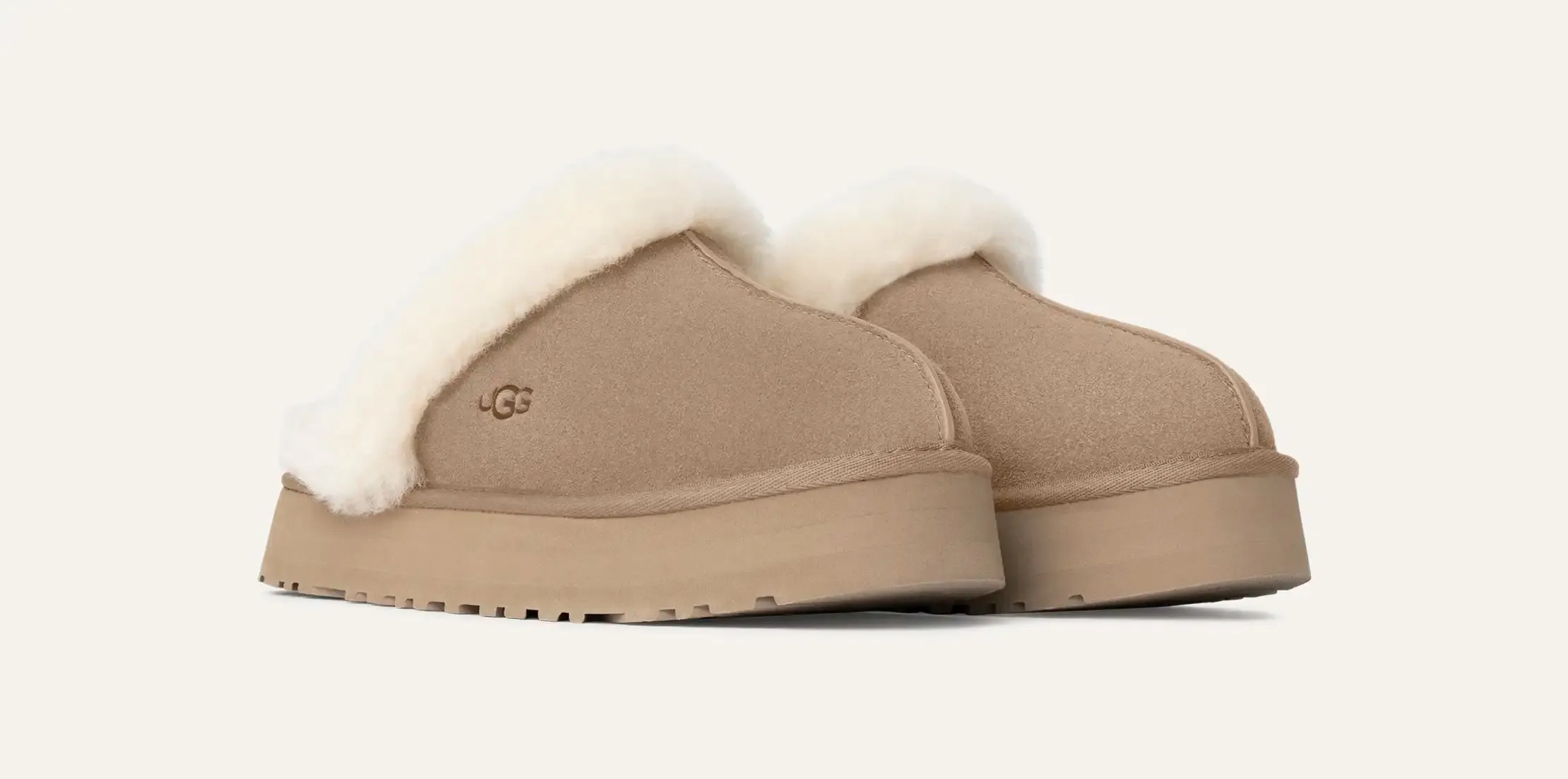 UGG Womens Disquette Platform Slippers | Sand sold by The Foot Factory product image thumbnail 2