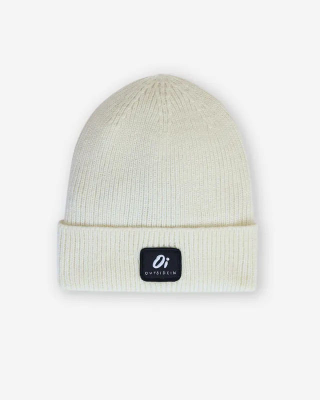 Outside In Ribbed Beanie | Vanilla sold by The Foot Factory