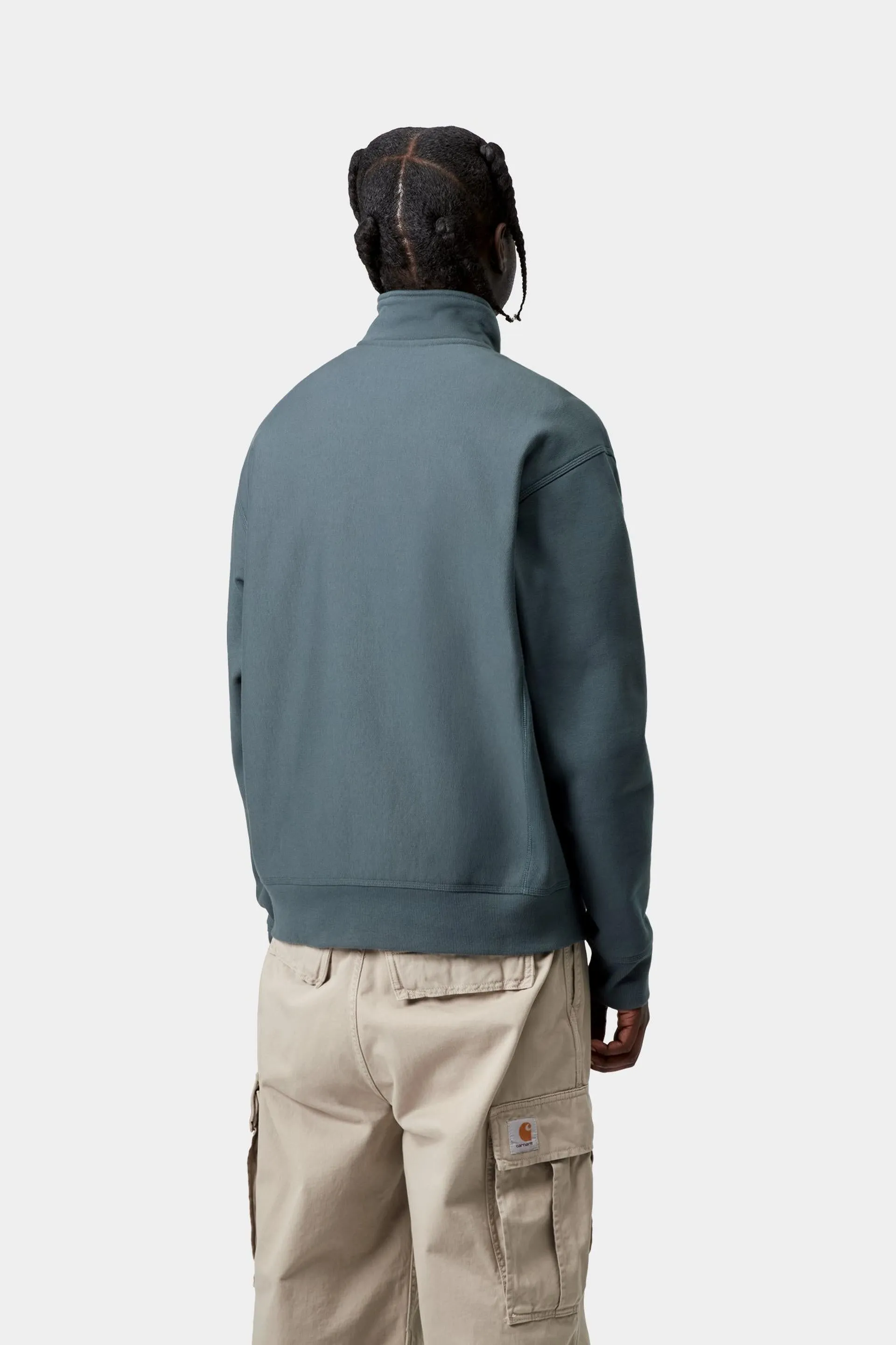 Carhartt WIP Mens Half Zip American Script Sweat Top | Office Blue sold by The Foot Factory product image thumbnail 4