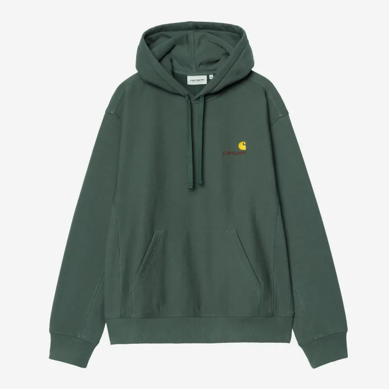 Carhartt WIP Mens American Script Hoodie | Kale Green sold by The Foot Factory
