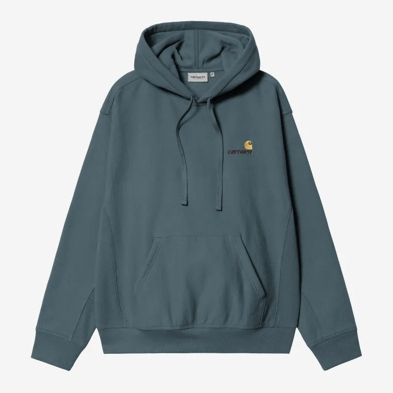Carhartt WIP Mens American Script Hoodie | Office Blue sold by The Foot Factory