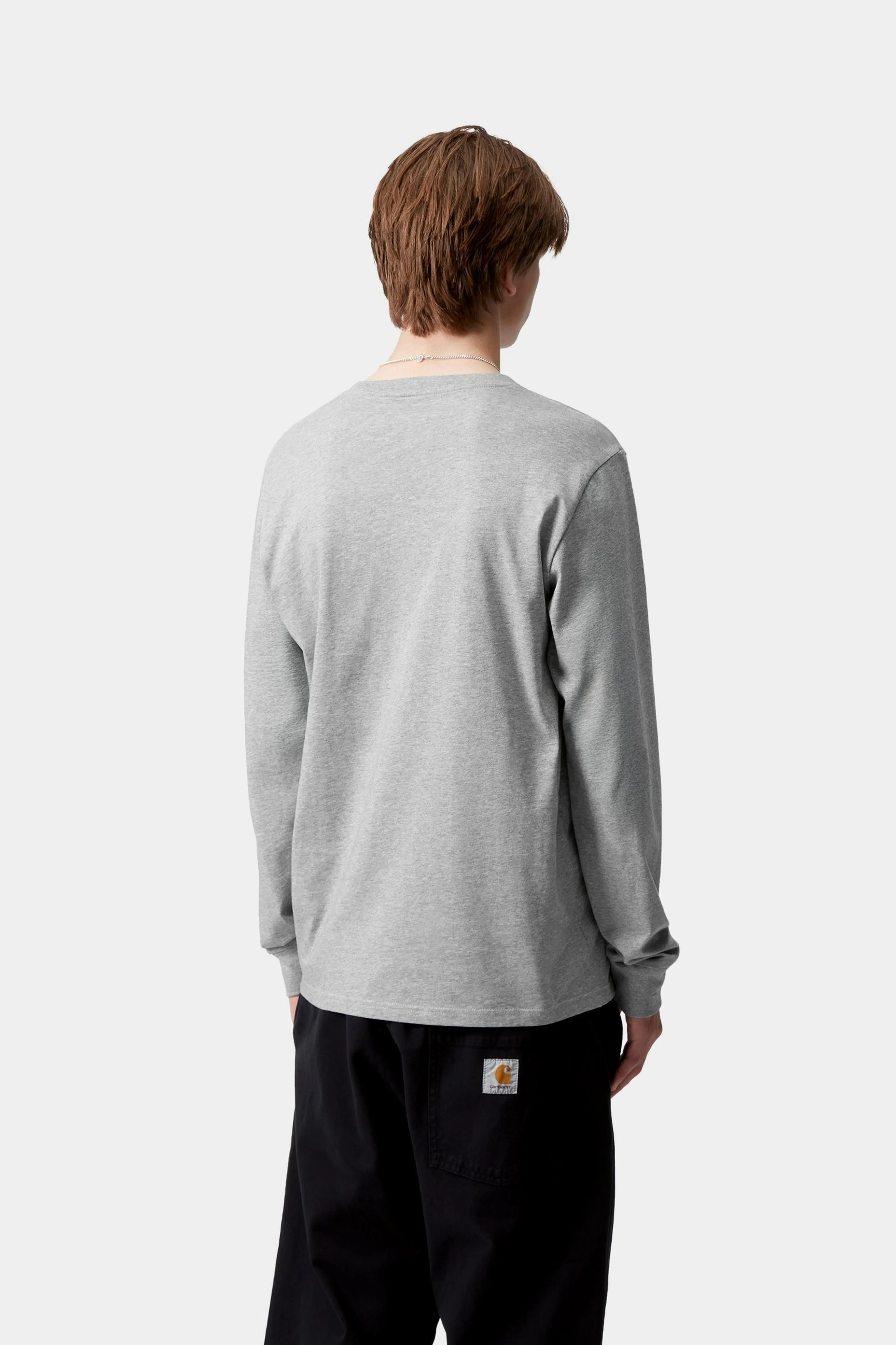 Carhartt WIP Mens Pocket Long Sleeve T-Shirt | Grey Heather sold by The Foot Factory product image thumbnail 4