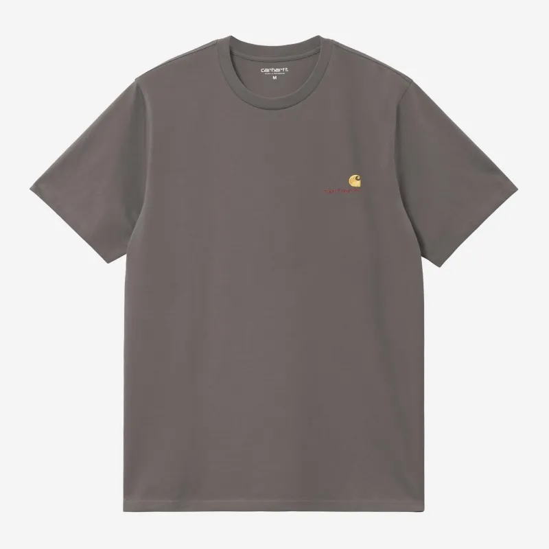 Carhartt WIP Mens Short Sleeved American Script T-Shirt | Porphyry sold by The Foot Factory