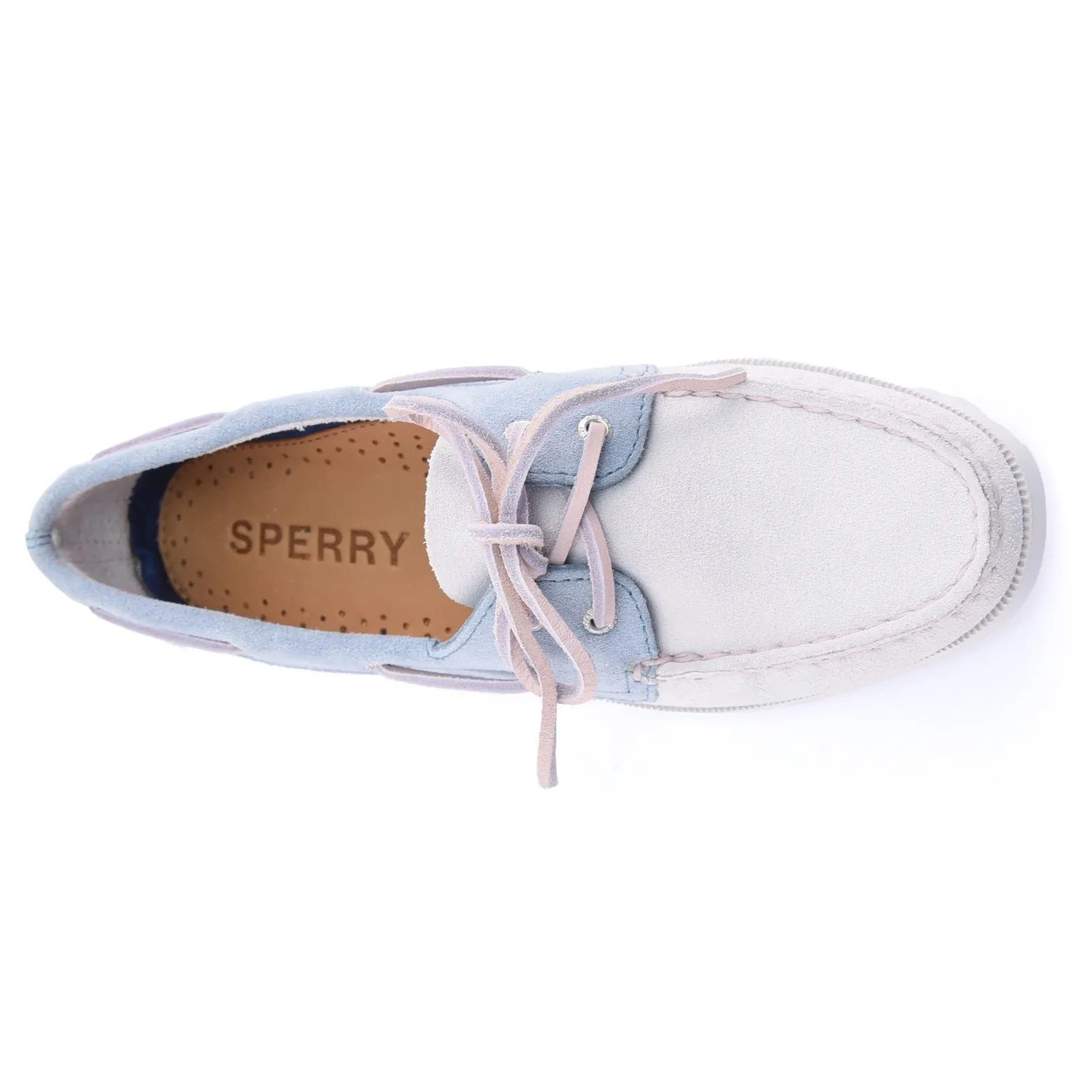 Sperry Womens Authentic Original 2-Eye Boat Shoe | White Blue sold by The Foot Factory product image thumbnail 3