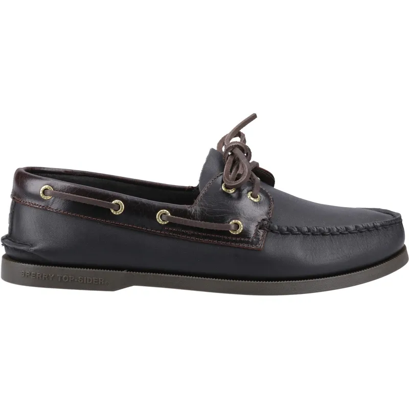 Sperry Mens Authentic Original 2-Eye Boat Shoes | Amaretto Black sold by The Foot Factory