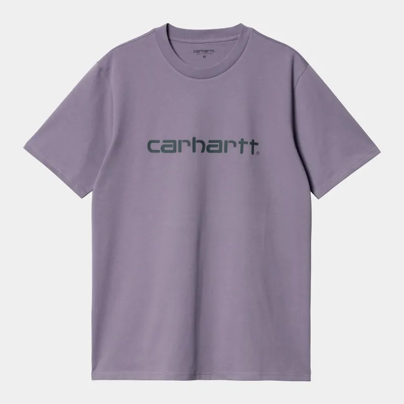 Carhartt WIP Mens Script Short Sleeve T-Shirt - Glassy Purple sold by The Foot Factory