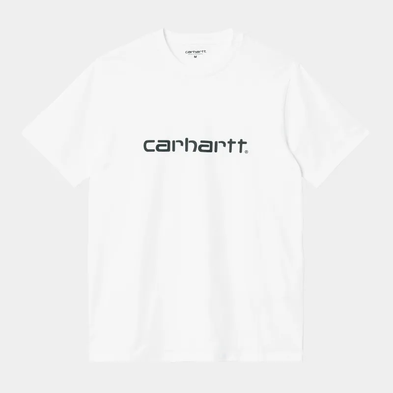 Carhartt WIP Mens Script Short Sleeve T-Shirt - White sold by The Foot Factory