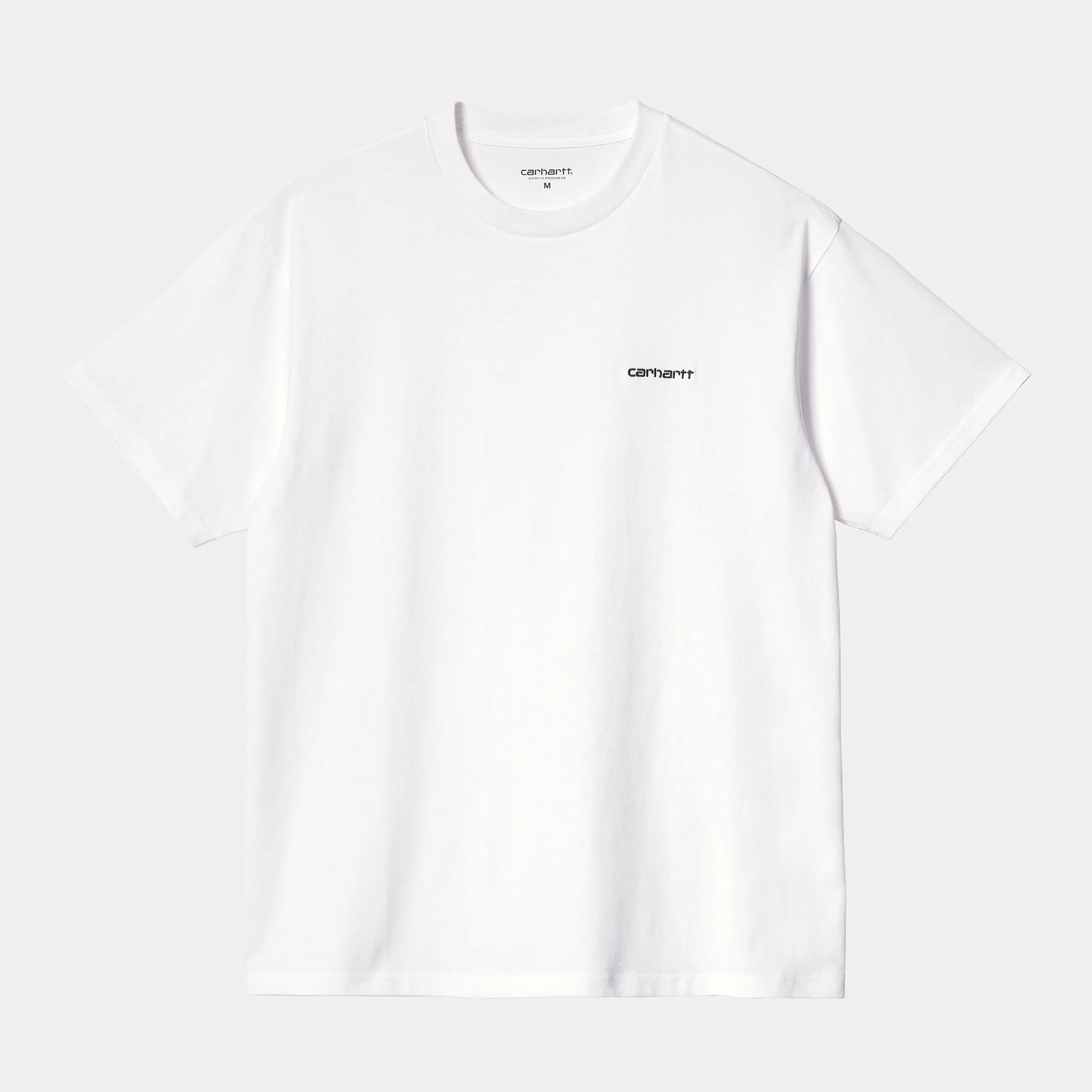 Carhartt WIP Mens Script Embroidery Short Sleeve T-Shirt - White sold by The Foot Factory