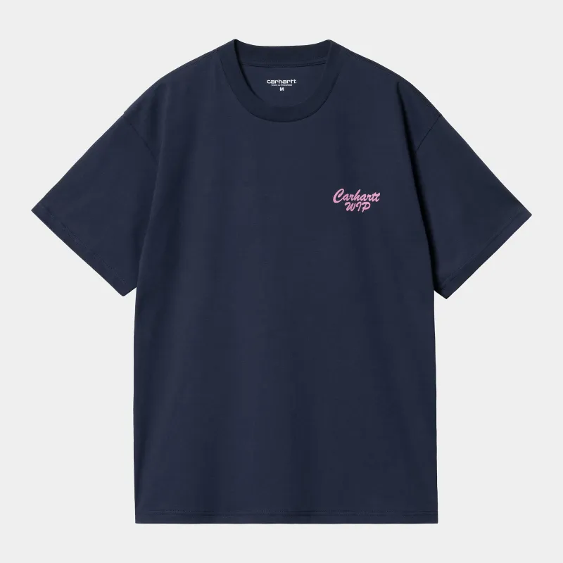 Carhartt WIP Mens Friendship T-Shirt - Air Force Blue / Light Pink sold by The Foot Factory