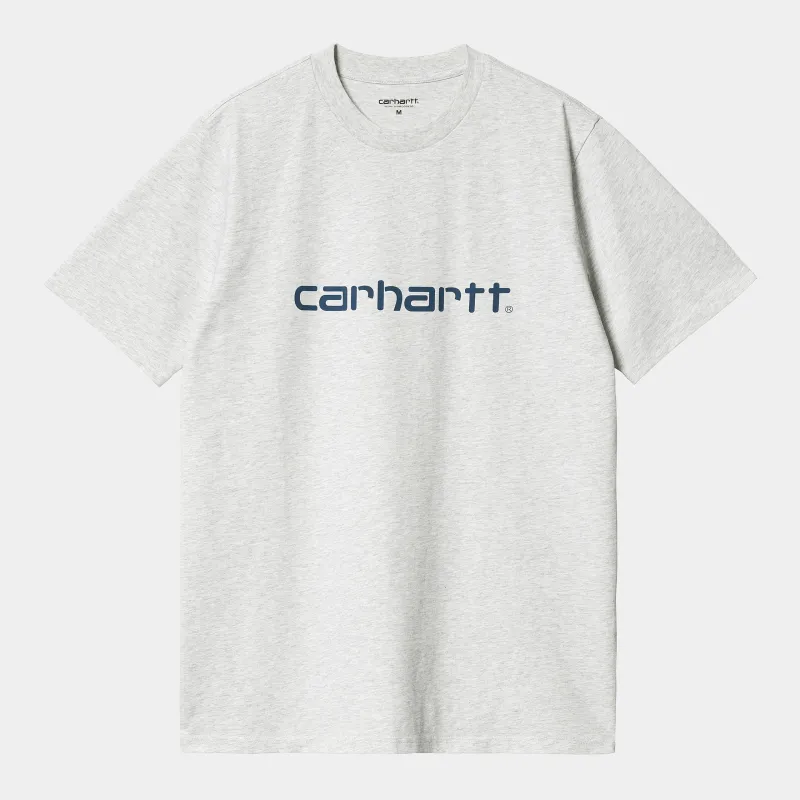 Carhartt WIP Mens Script Short Sleeve T-Shirt - Ash Heather sold by The Foot Factory