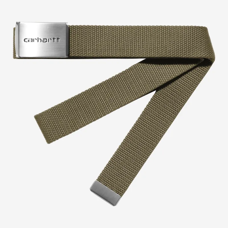 Carhartt WIP Mens Chrome Clip Belt | Brass sold by The Foot Factory