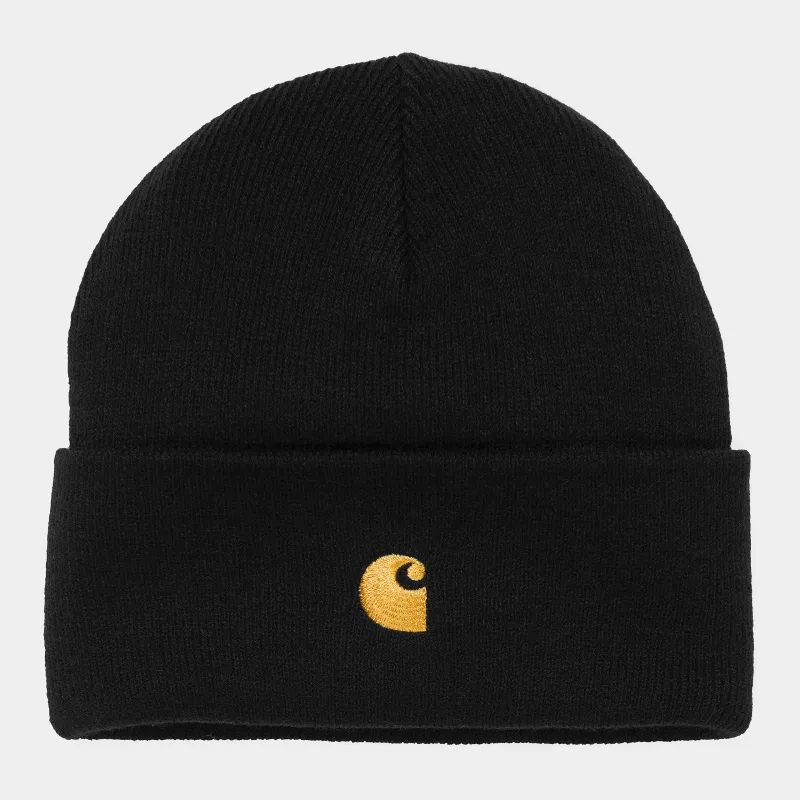 Carhartt WIP Unisex Chase Beanie - Black / Gold sold by The Foot Factory