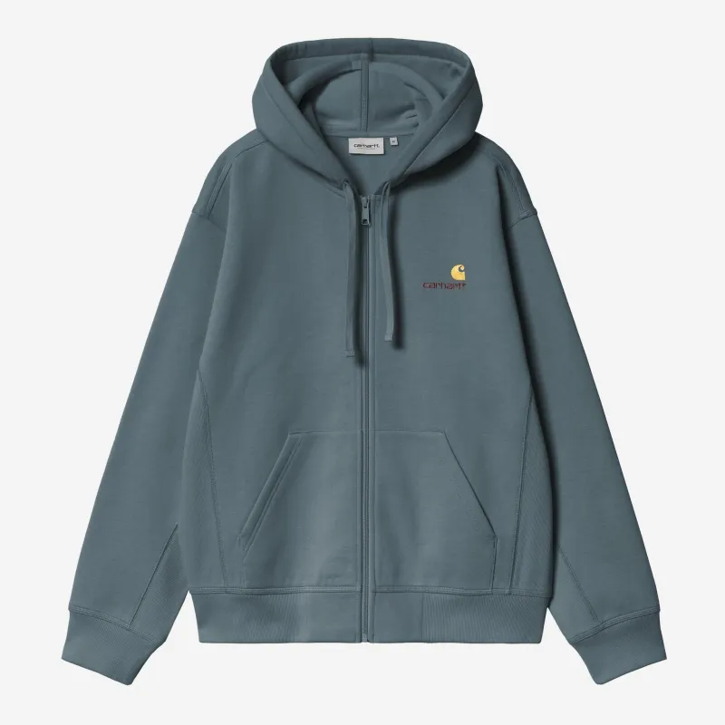 Carhartt WIP Mens American Script Zip Front Jacket Hoodie | Office Blue made by Carhartt WIP
