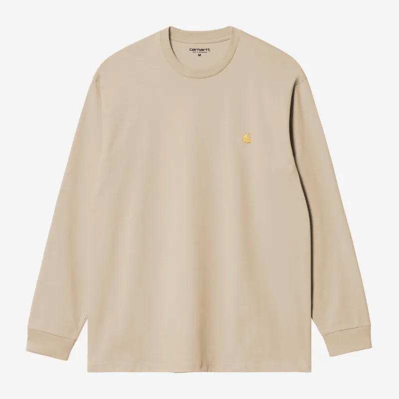 Carhartt WIP Mens Chase Long Sleeve T-Shirt | Fleur De Sel sold by The Foot Factory