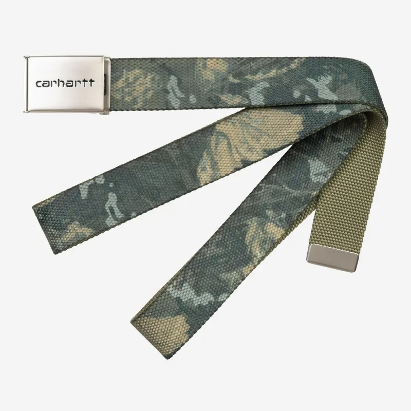 Carhartt WIP Mens Chrome Clip Belt | Camo Green sold by The Foot Factory