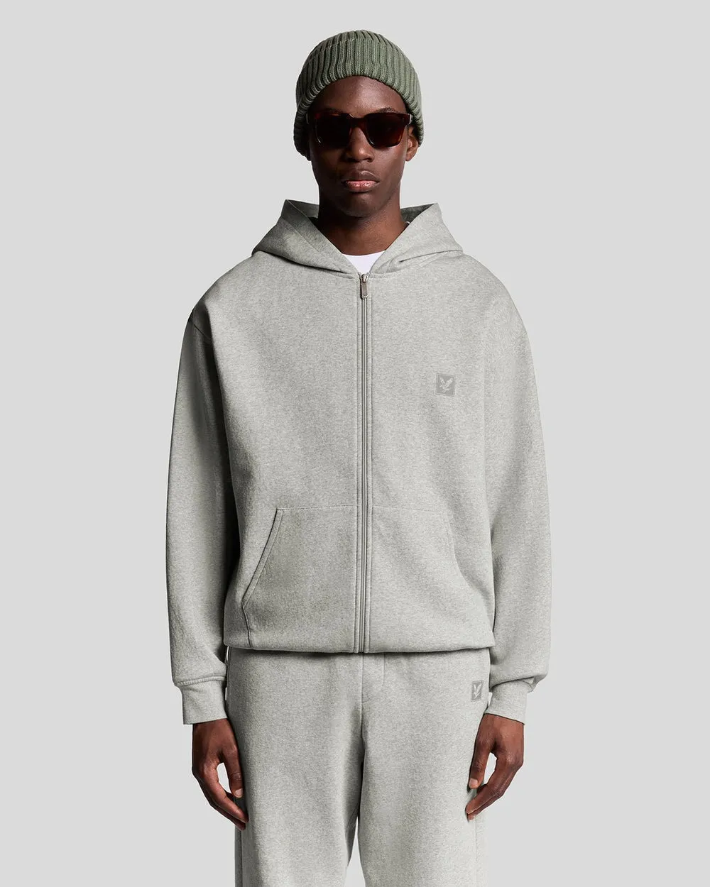 Lyle & Scott Mens Lounge Full Zip Hoodie | Light Grey Marl sold by The Foot Factory