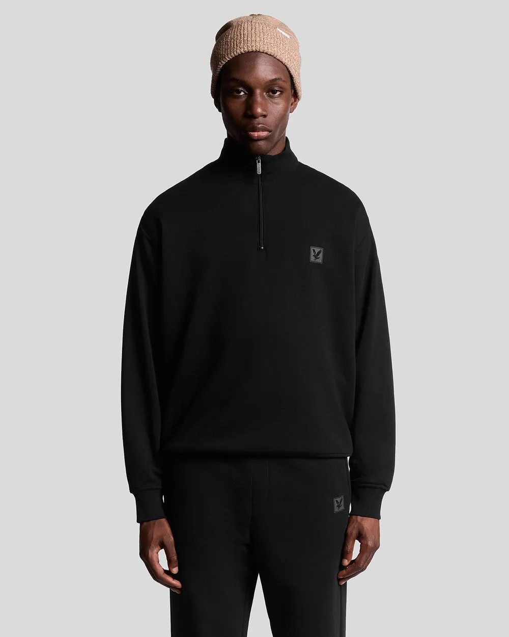 Lyle & Scott Mens Lounge Quarter Zip Sweatshirt | Jet Black sold by The Foot Factory