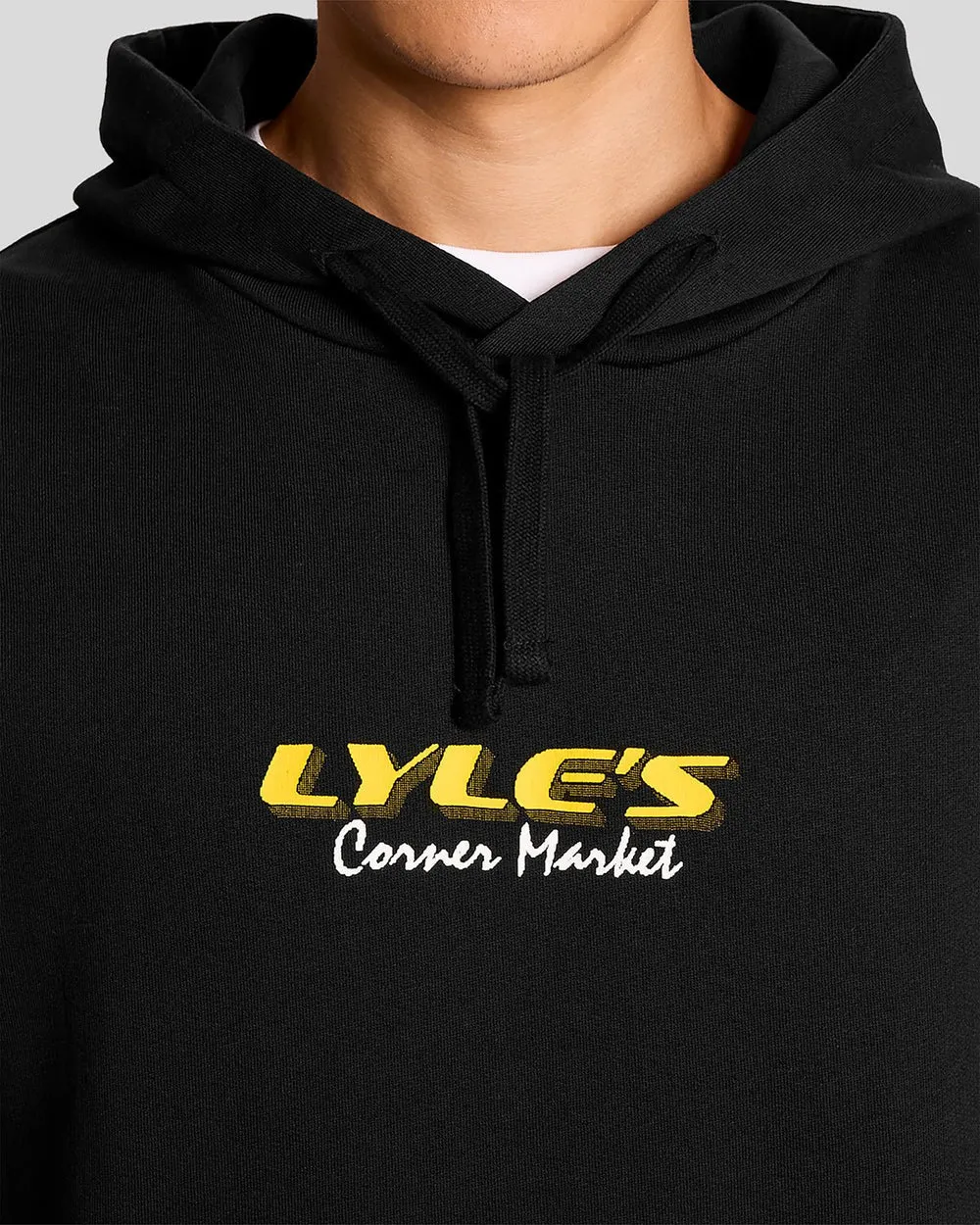 Lyle & Scott Mens Corner Market Graphic Hoodie | Jet Black sold by The Foot Factory product image thumbnail 4
