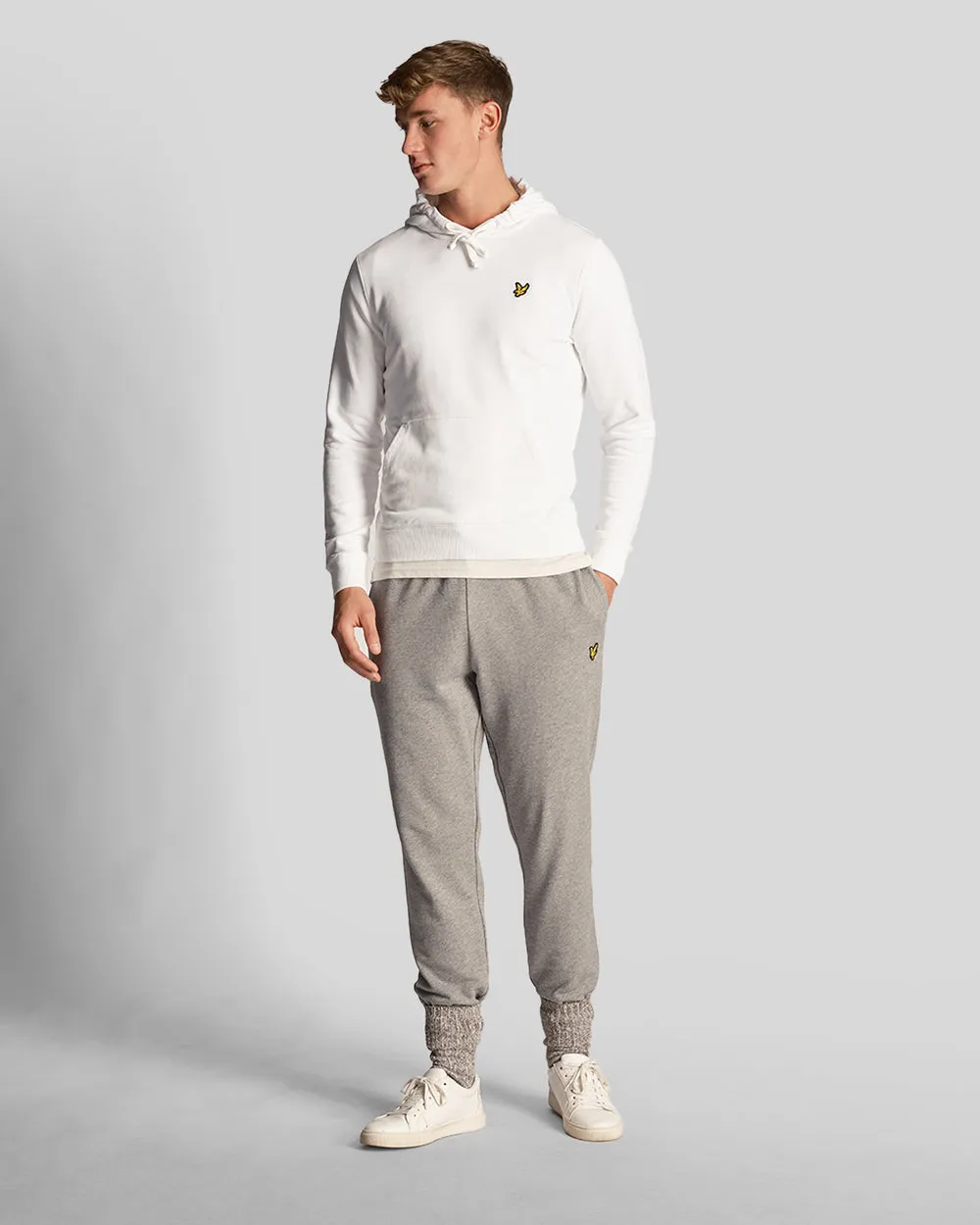 Lyle & Scott Mens Loopback Cotton Hoodie | White sold by The Foot Factory product image thumbnail 2