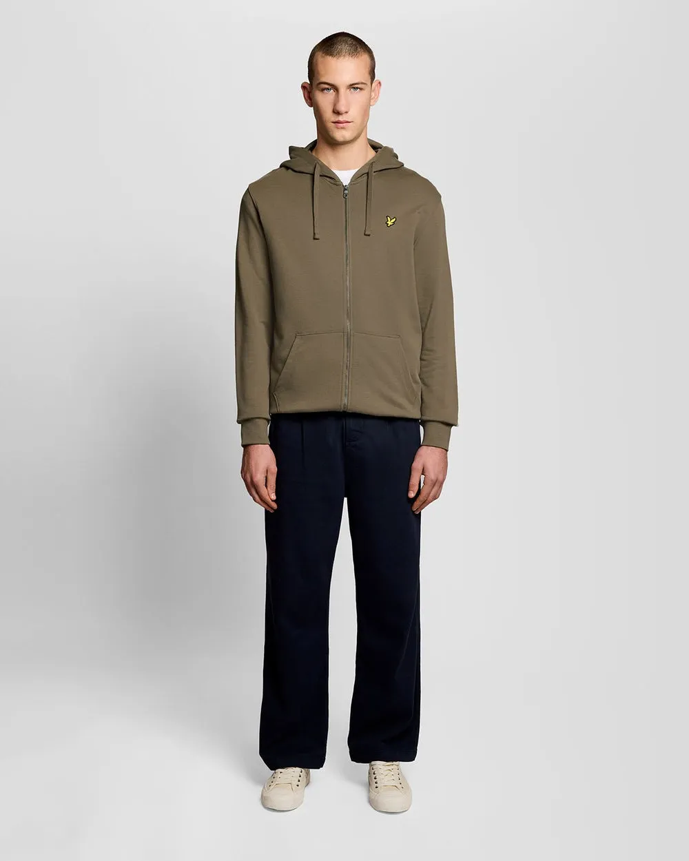 Lyle & Scott Mens Loopback Cotton Full Zip Hoodie | Khaki Ash sold by The Foot Factory product image thumbnail 2