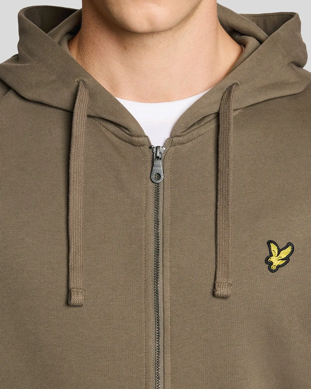 Lyle & Scott Mens Loopback Cotton Full Zip Hoodie | Khaki Ash sold by The Foot Factory product image thumbnail 3