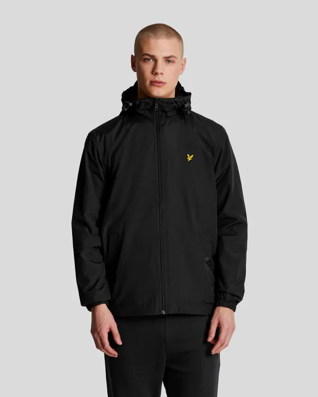 Lyle & Scott Mens Water Resistant Hooded Jacket | Jet Black sold by The Foot Factory