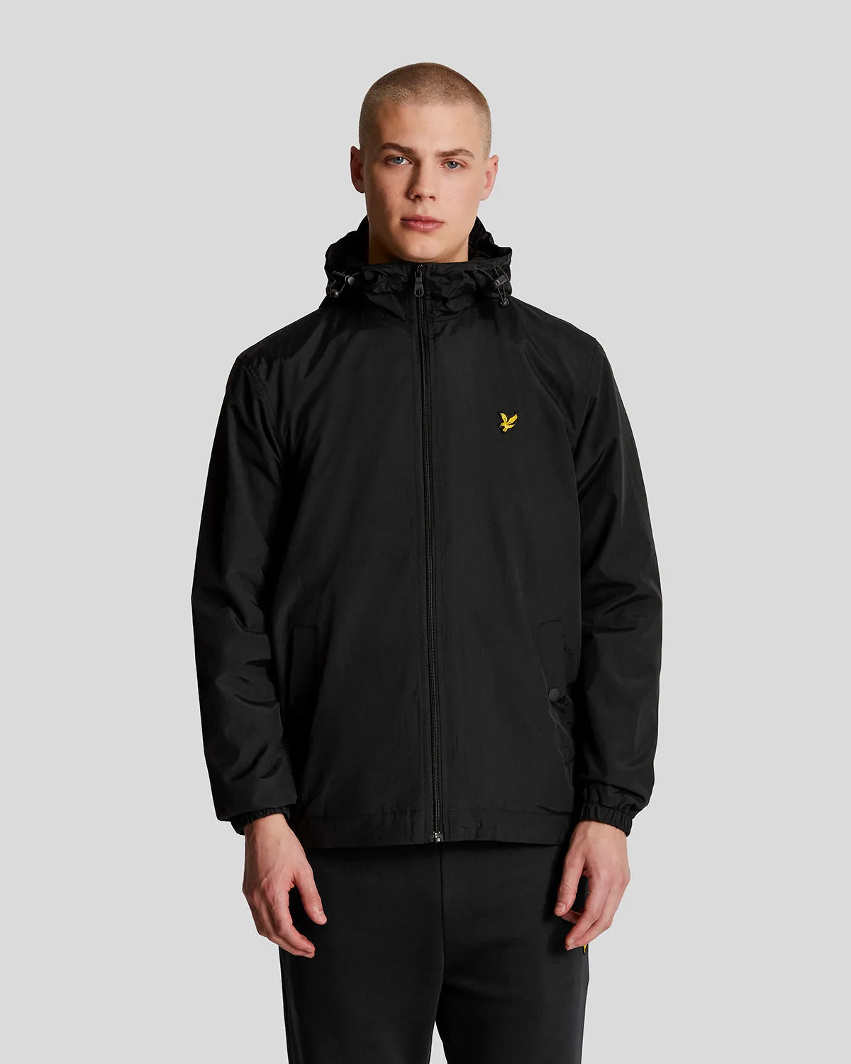 Lyle & Scott Mens Water Resistant Hooded Jacket | Jet Black sold by The Foot Factory