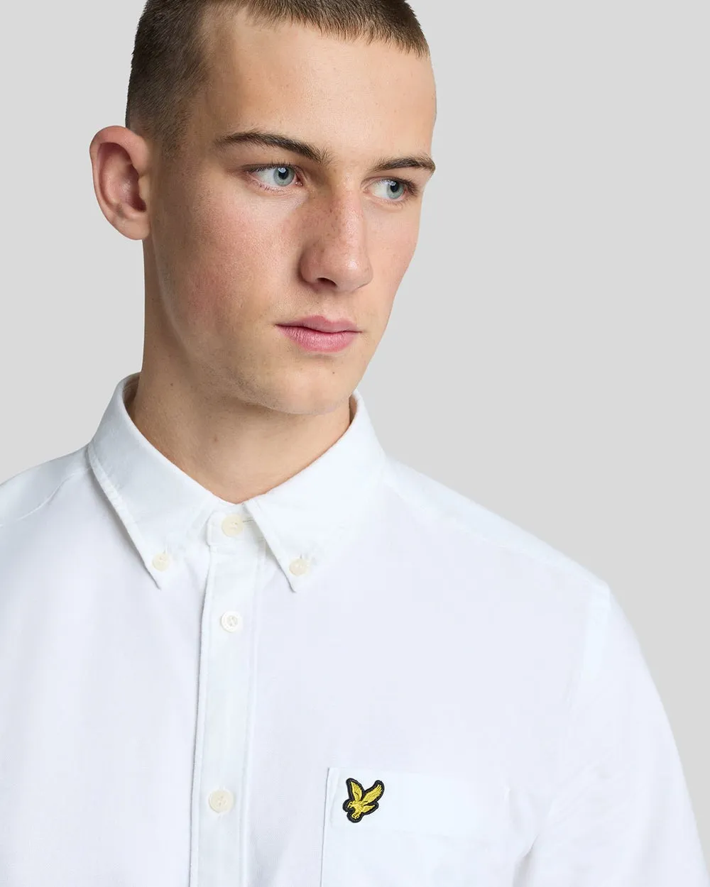 Lyle & Scott Mens Short Sleeve Oxford Shirt | White sold by The Foot Factory product image thumbnail 4