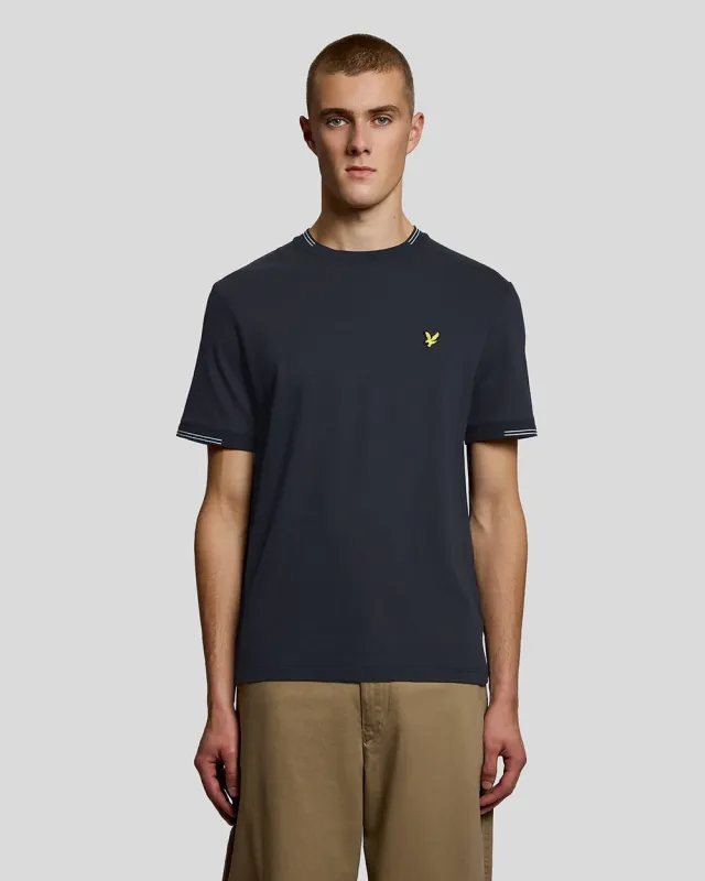 Lyle & Scott Mens Fine Tipped T-Shirt | Dark Navy Blue Chalk made by Lyle & Scott