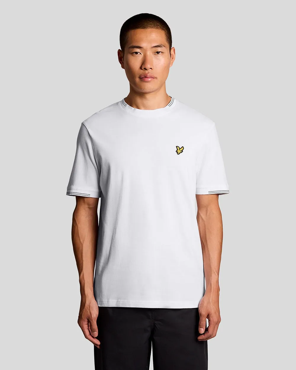 Lyle & Scott Mens Fine Tipped T-Shirt | White Everglade sold by The Foot Factory