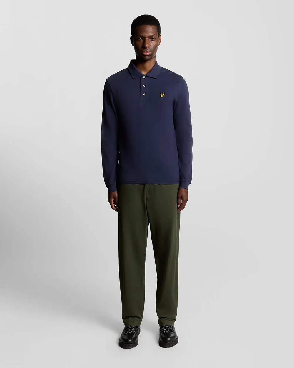 Lyle & Scott Mens Long Sleeve Cotton Polo Shirt | Navy sold by The Foot Factory product image thumbnail 2