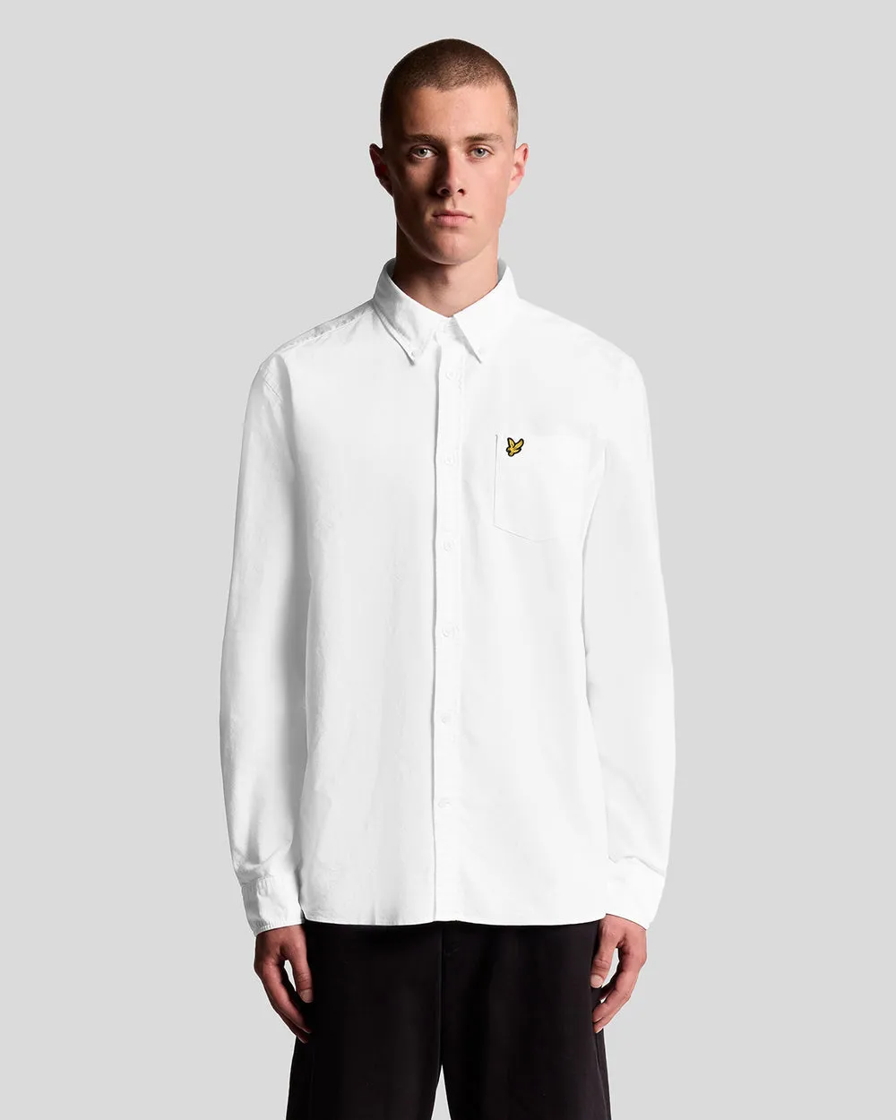Lyle & Scott Mens Cotton Button Down Oxford Shirt | White sold by The Foot Factory