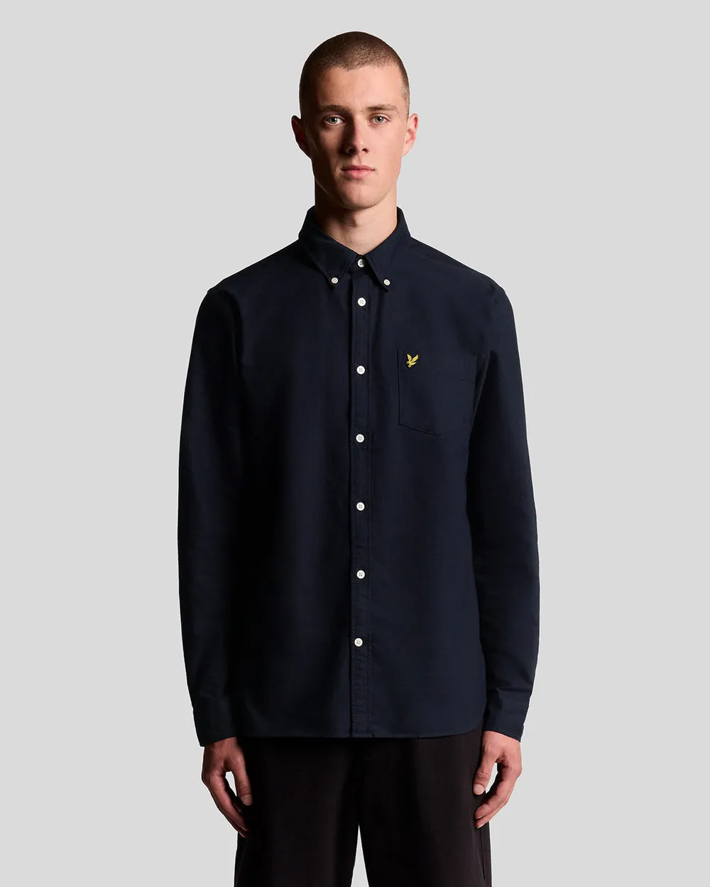 Lyle & Scott Mens Cotton Button Down Oxford Shirt | Dark Navy sold by The Foot Factory