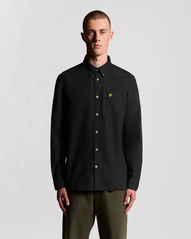 Lyle & Scott Mens Cotton Button Down Oxford Shirt | Jet Black sold by The Foot Factory