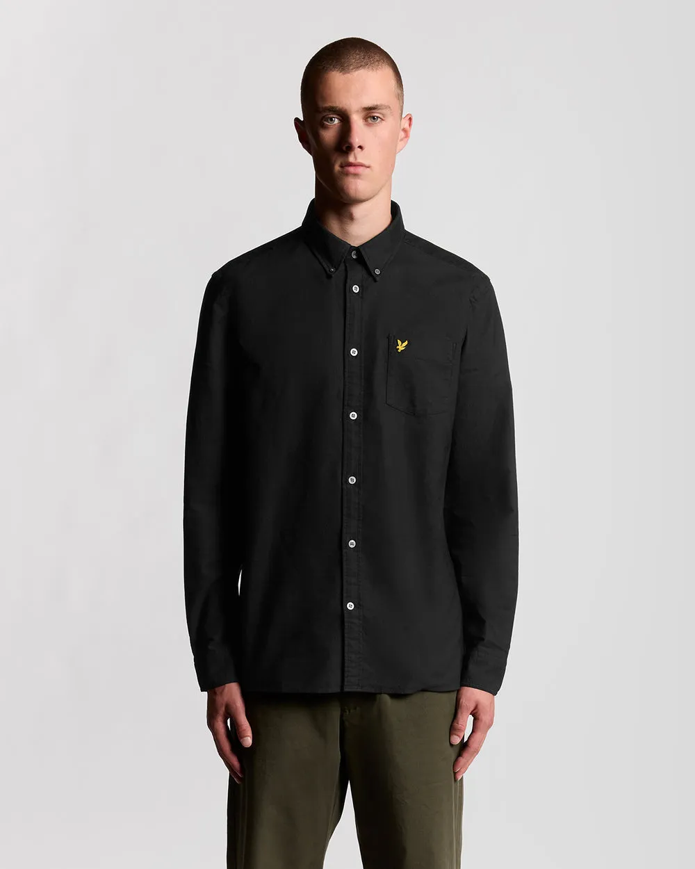 Lyle & Scott Mens Cotton Button Down Oxford Shirt | Jet Black sold by The Foot Factory