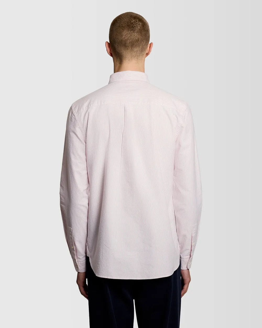 Lyle & Scott Mens Cotton Stripe Oxford Shirt | Pink Grapefruit sold by The Foot Factory product image thumbnail 4
