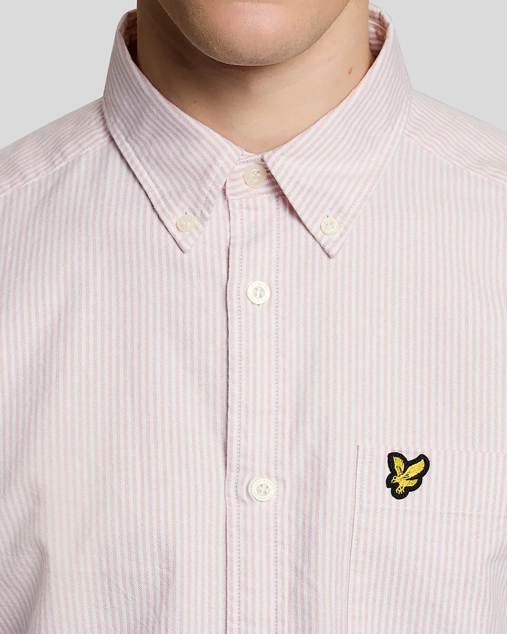 Lyle & Scott Mens Cotton Stripe Oxford Shirt | Pink Grapefruit sold by The Foot Factory product image thumbnail 3