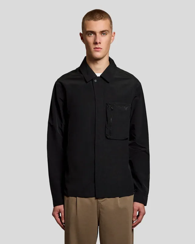 Lyle & Scott Mens Lightweight Utility Pocket Overshirt | Jet Black sold by The Foot Factory