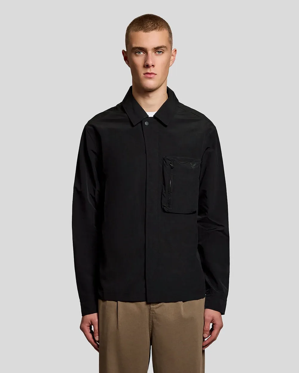 Lyle & Scott Mens Lightweight Utility Pocket Overshirt | Jet Black sold by The Foot Factory