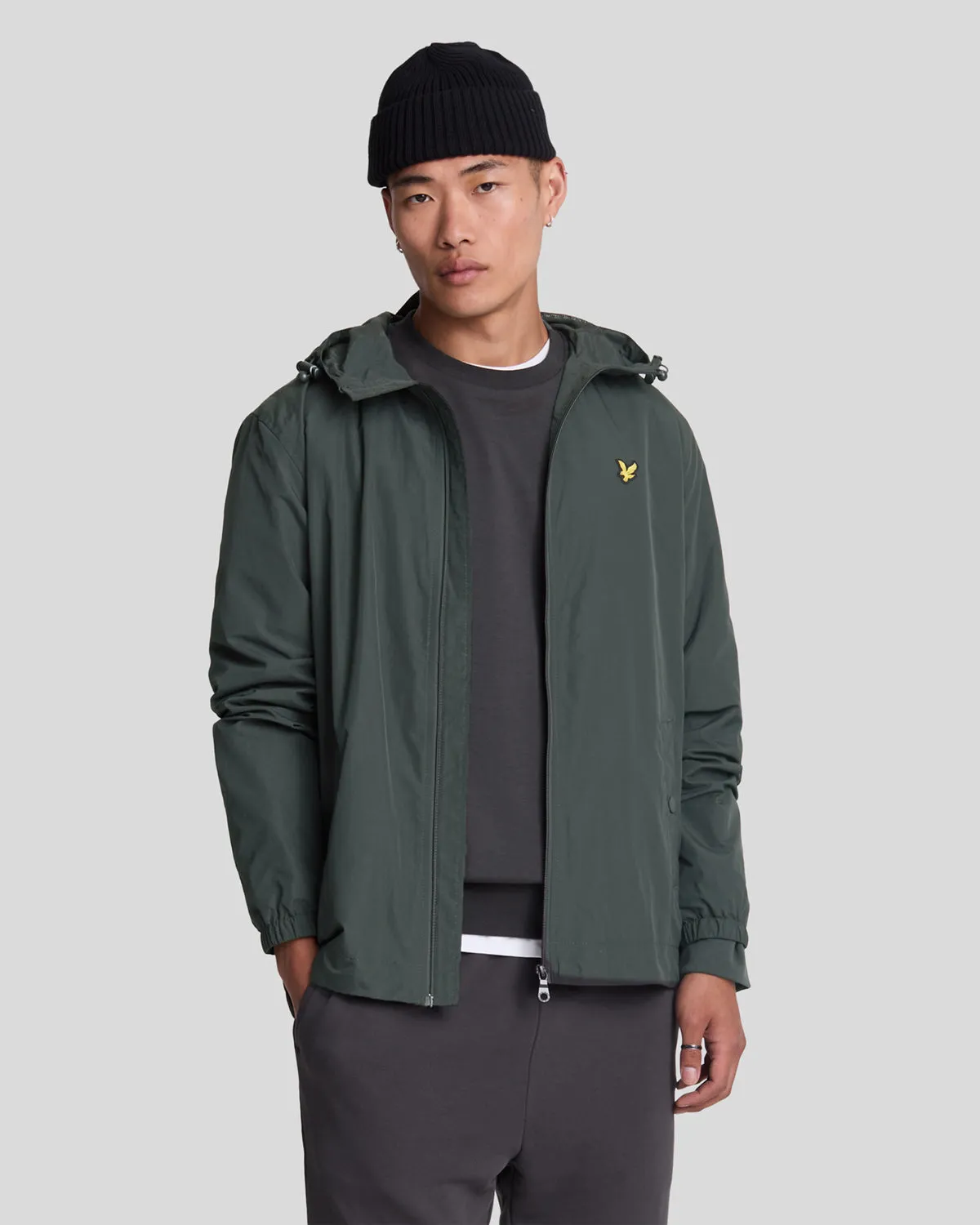 Lyle & Scott Mens Water Resistant Hooded Jacket | Gunmetal sold by The Foot Factory