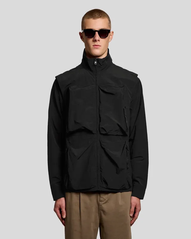 Lyle & Scott Mens Lightweight Ripstop Gilet | Jet Black sold by The Foot Factory