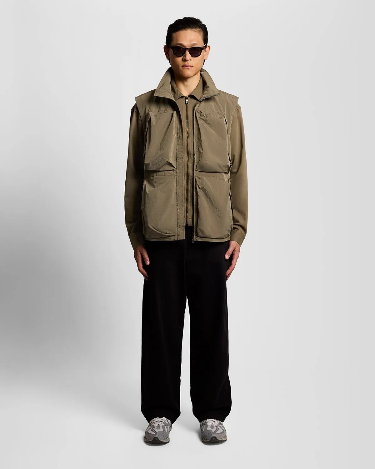 Lyle & Scott Mens Lightweight Ripstop Gilet | Khaki Ash sold by The Foot Factory product image thumbnail 2