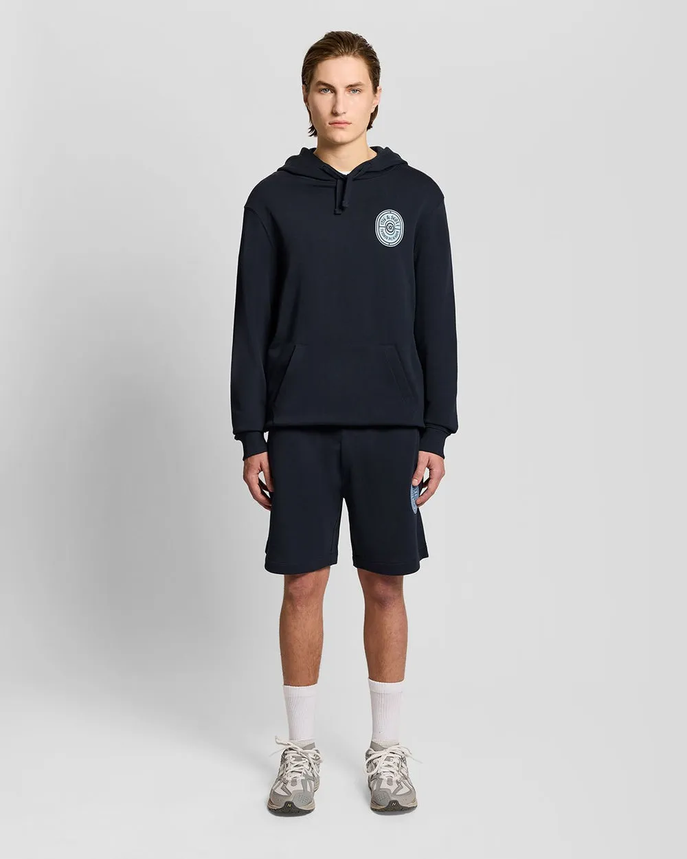 Lyle & Scott Mens Graphic Badge Cotton Hoodie | Dark Navy sold by The Foot Factory product image thumbnail 3
