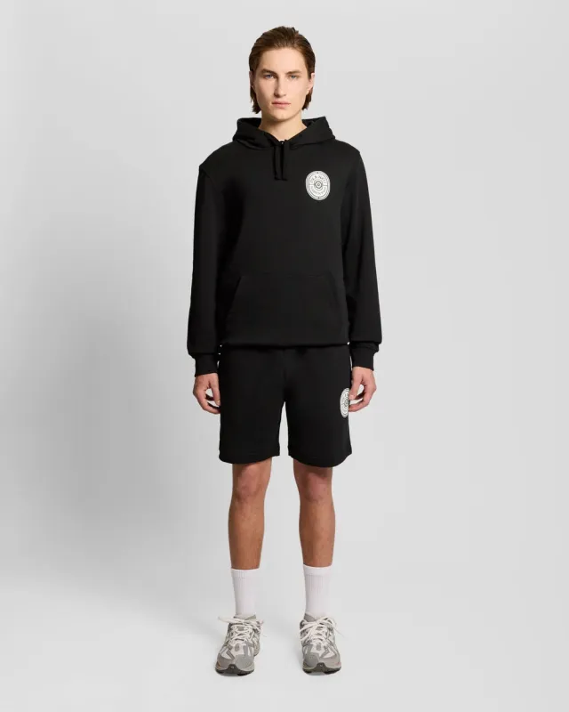 Lyle & Scott Mens Graphic Badge Cotton Sweat Shorts | Jet Black sold by The Foot Factory