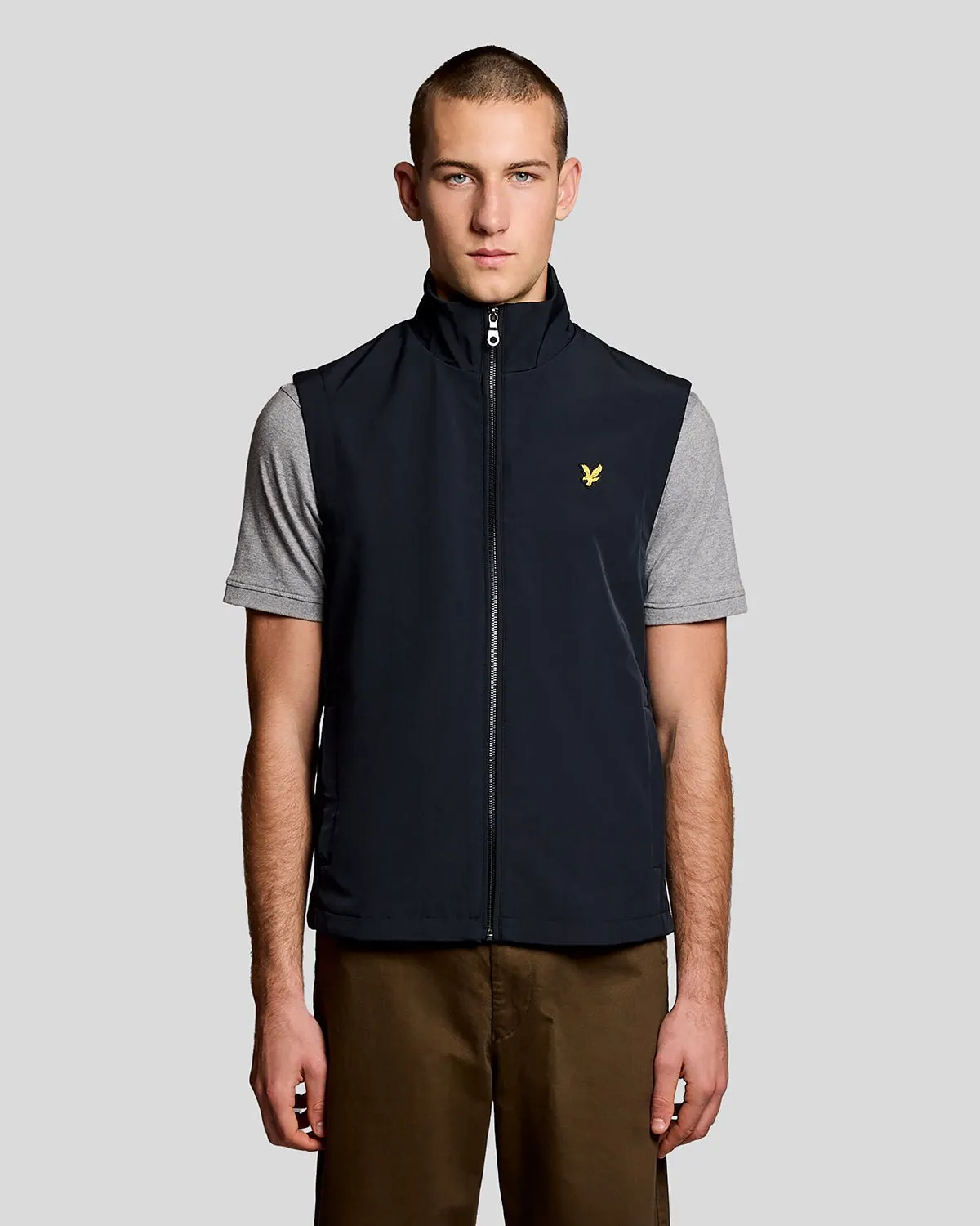 Lyle & Scott Mens Mesh-Back Softshell Gilet | Dark Navy sold by The Foot Factory