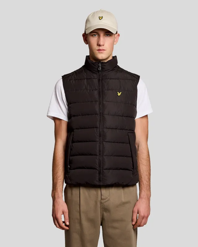 Lyle & Scott Mens Quilted Gilet | Jet Black sold by The Foot Factory