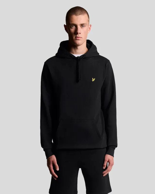 Lyle & Scott Mens Loopback Cotton Hoodie | Black sold by The Foot Factory