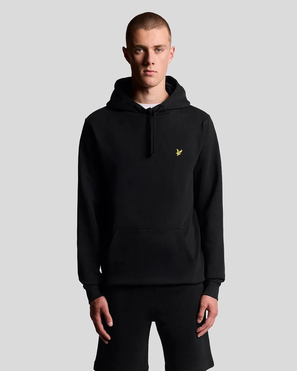 Lyle & Scott Mens Loopback Cotton Hoodie | Black sold by The Foot Factory