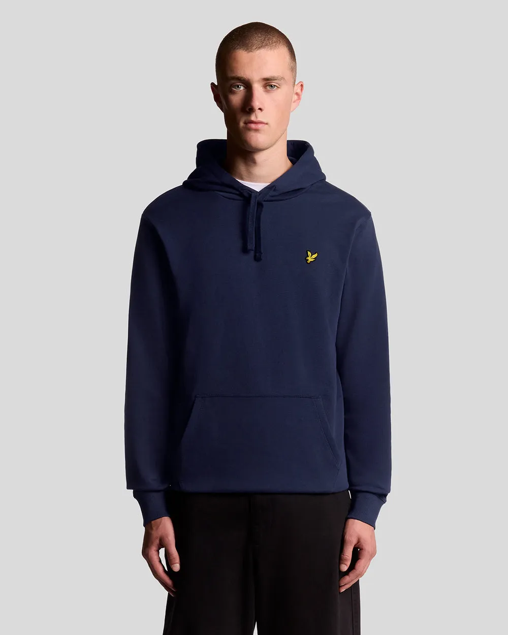 Lyle & Scott Mens Loopback Cotton Hoodie | Navy sold by The Foot Factory